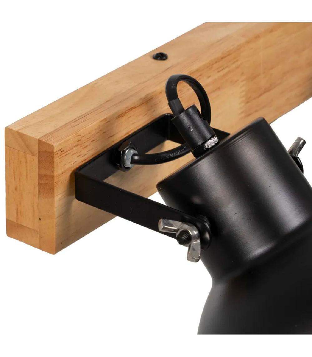 Wadiga Applique Murale Double Métal Noir Et Bois