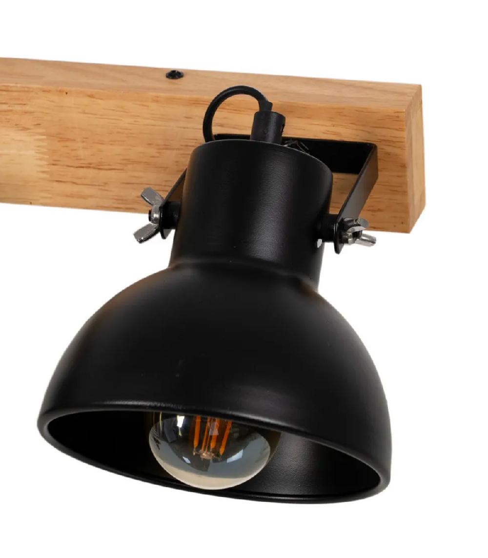 Wadiga Applique Murale Double Métal Noir Et Bois