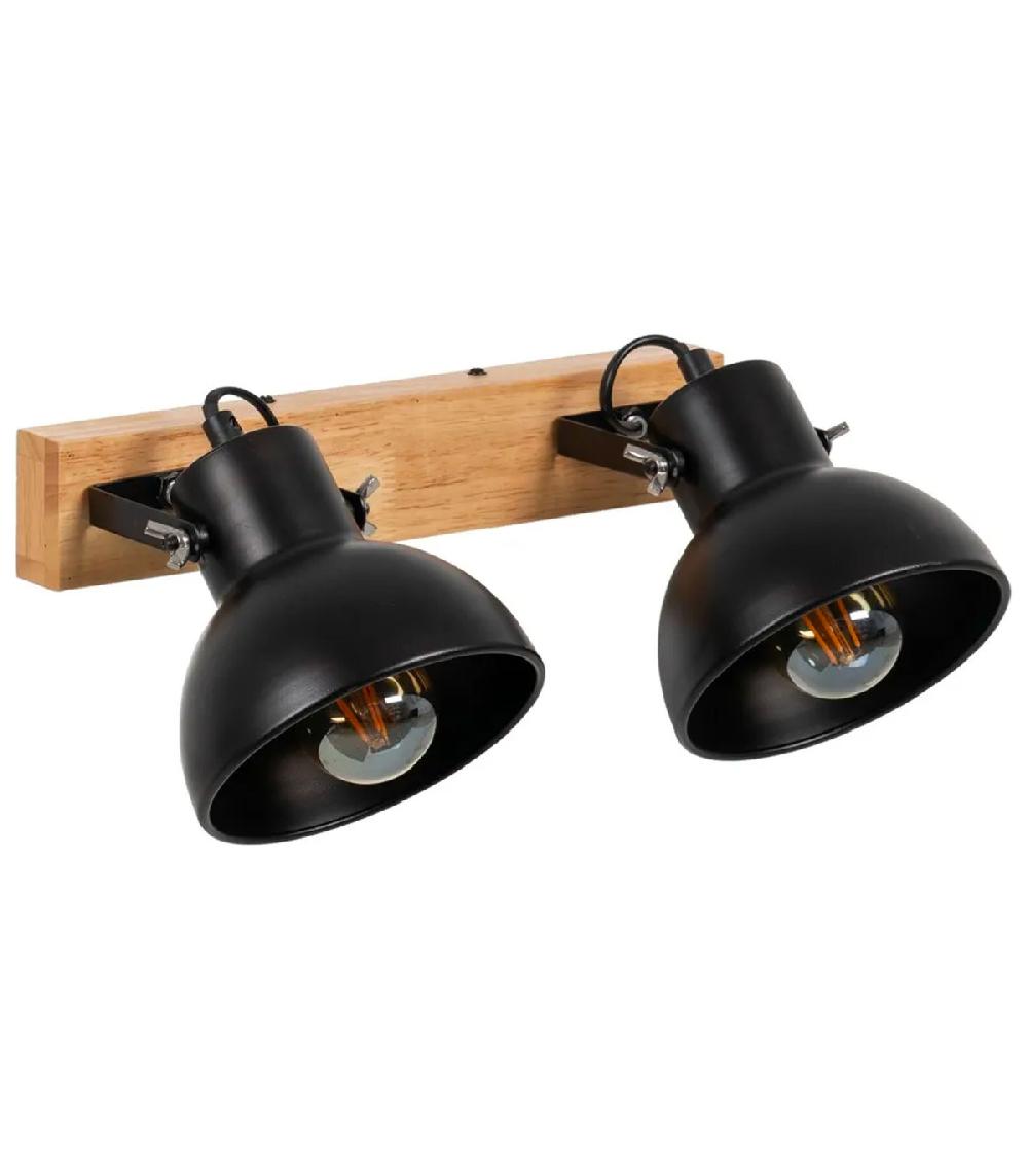 wadiga Applique murale double métal noir et bois