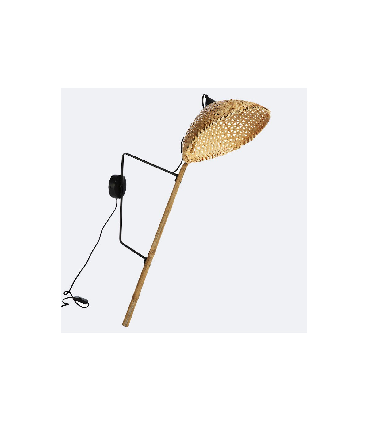 Wadiga Applique Murale Métal Noir Et Bambou