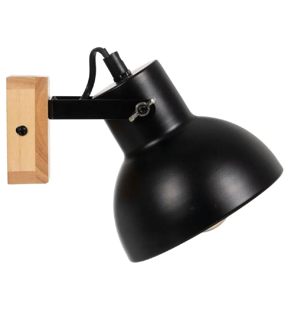 Wadiga Applique Murale Métal Noir Et Bois