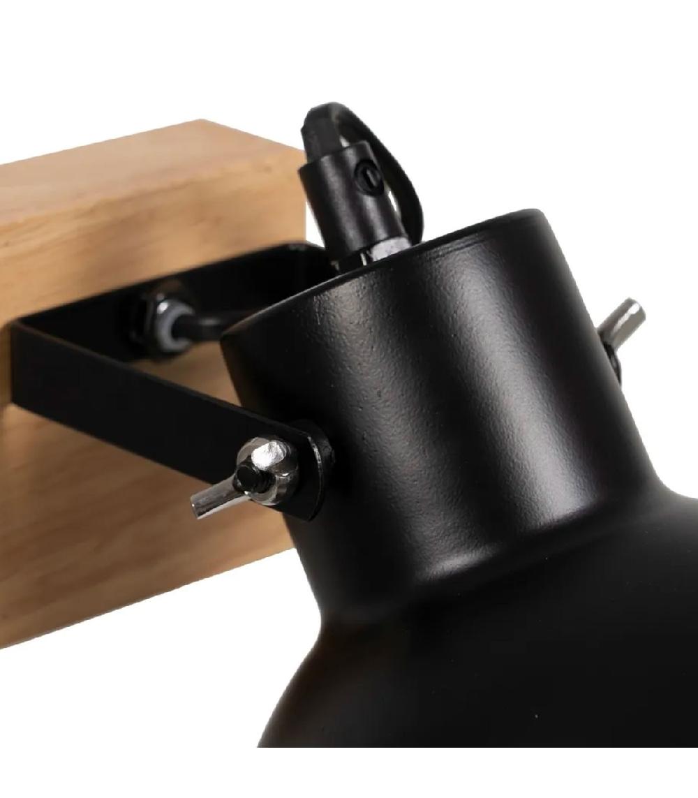 Wadiga Applique Murale Métal Noir Et Bois