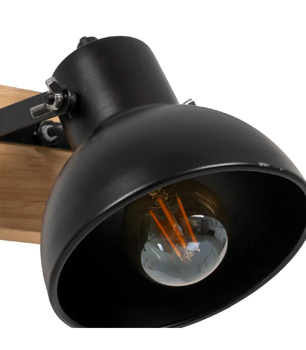 Wadiga Applique Murale Métal Noir Et Bois