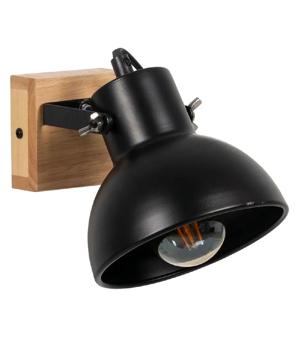 wadiga Applique murale métal noir et bois