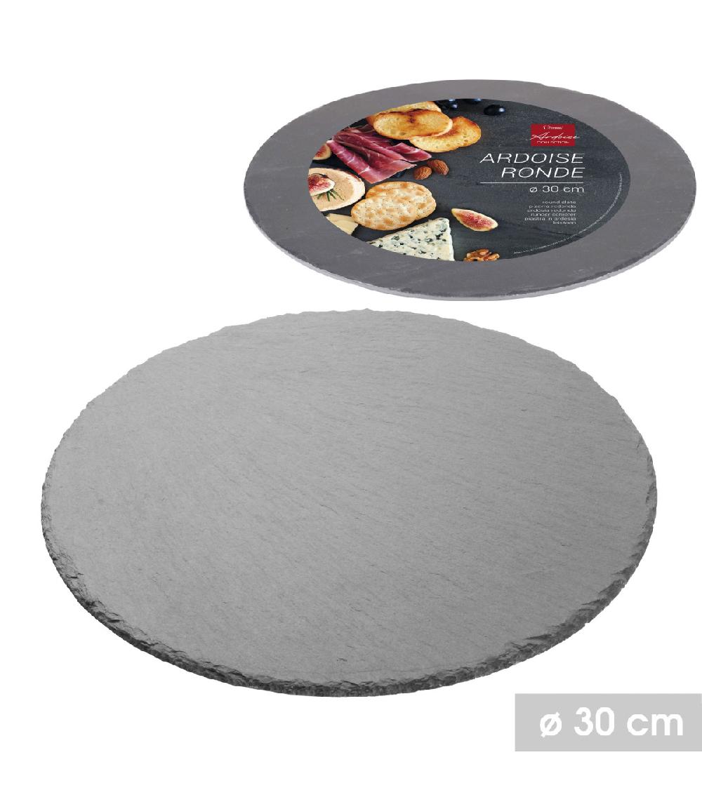 Wadiga Assiette En Ardoise Ronde - D30cm