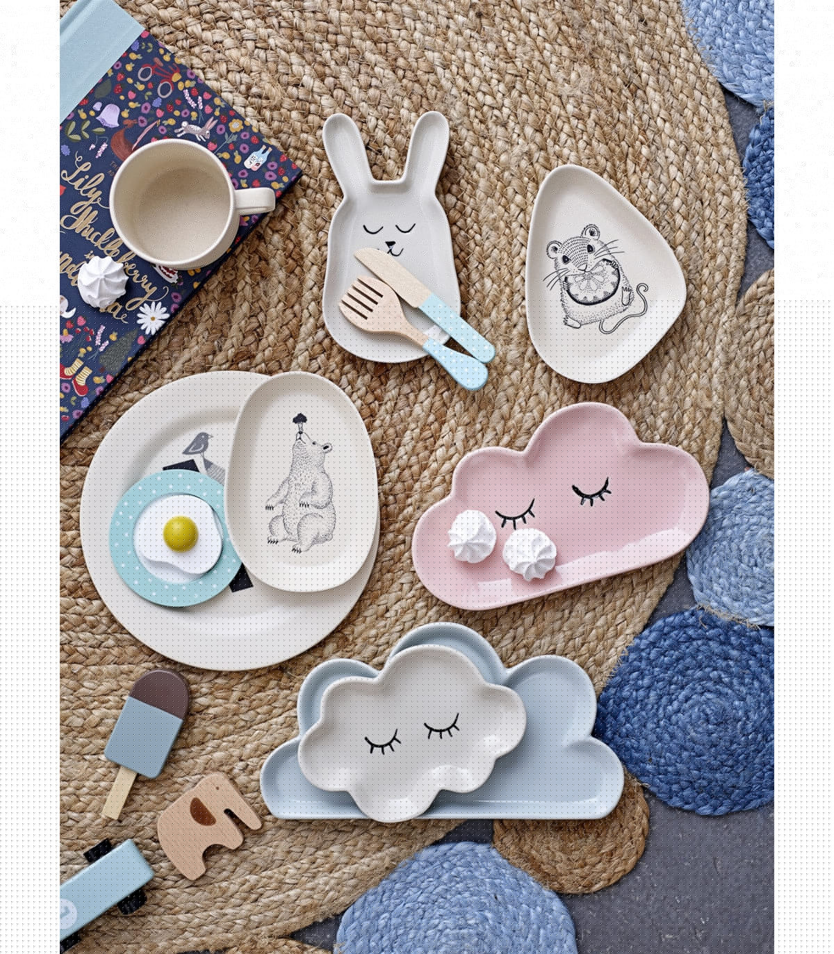 Wadiga Assiette Enfant Blanc Nuage En Céramique