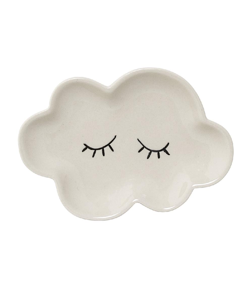wadiga Assiette Enfant Blanc Nuage en Céramique