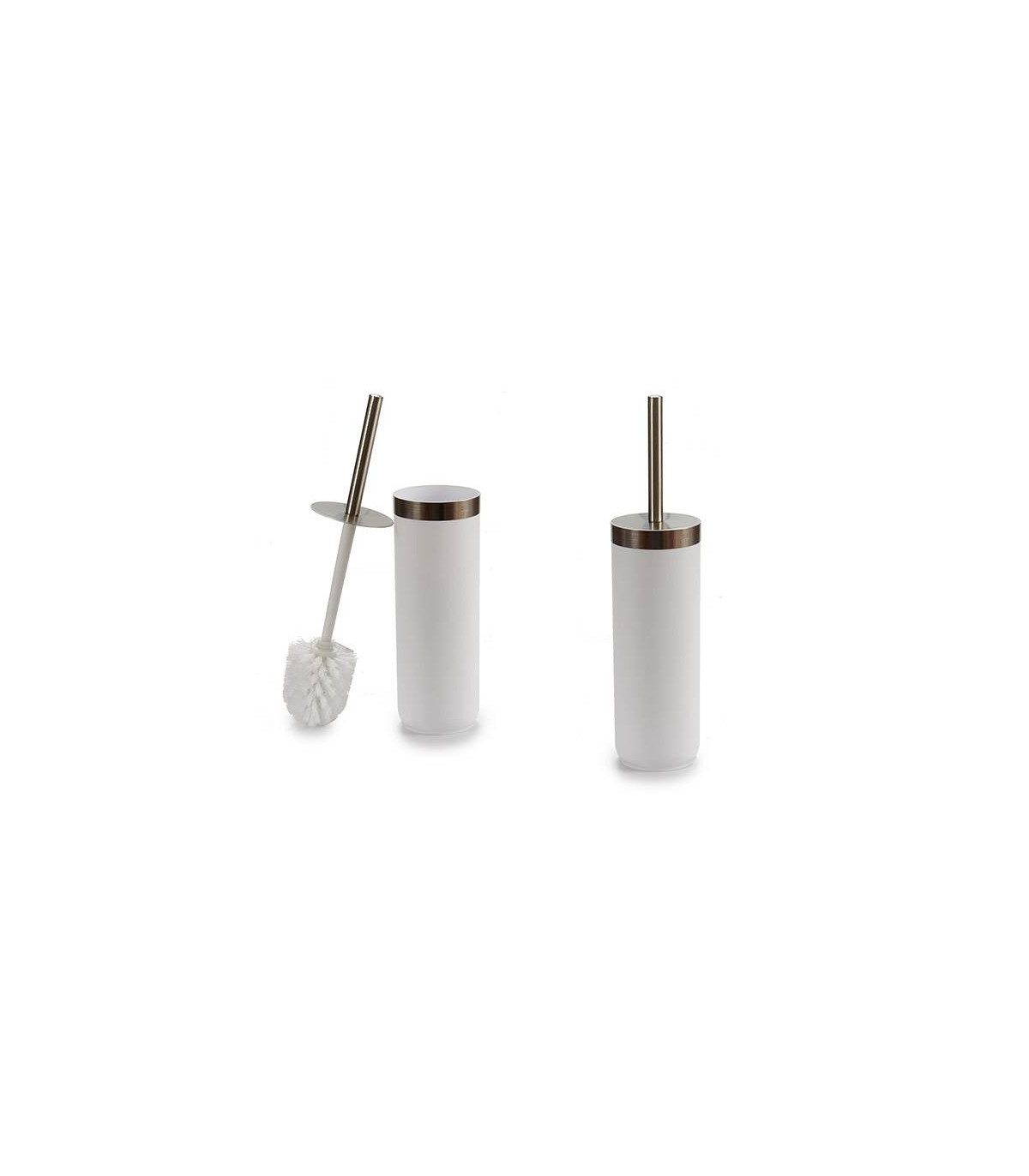 Wadiga Balai Brosse WC Inox Et Plastique Blanc