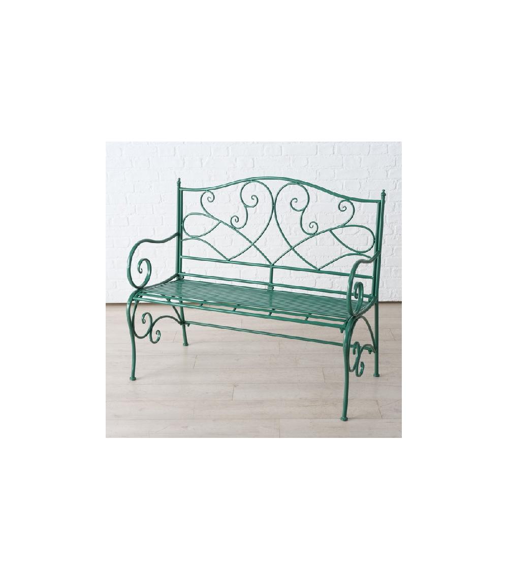 Wadiga Banc De Jardin En Métal Vert - 115x50x100cm
