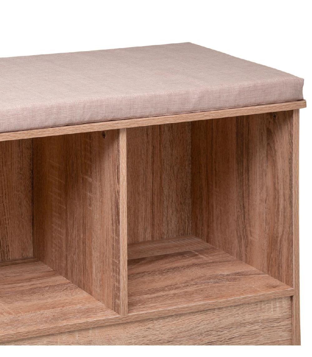 Wadiga Banc En Bois 3 Casiers - 105x34x49.5cm