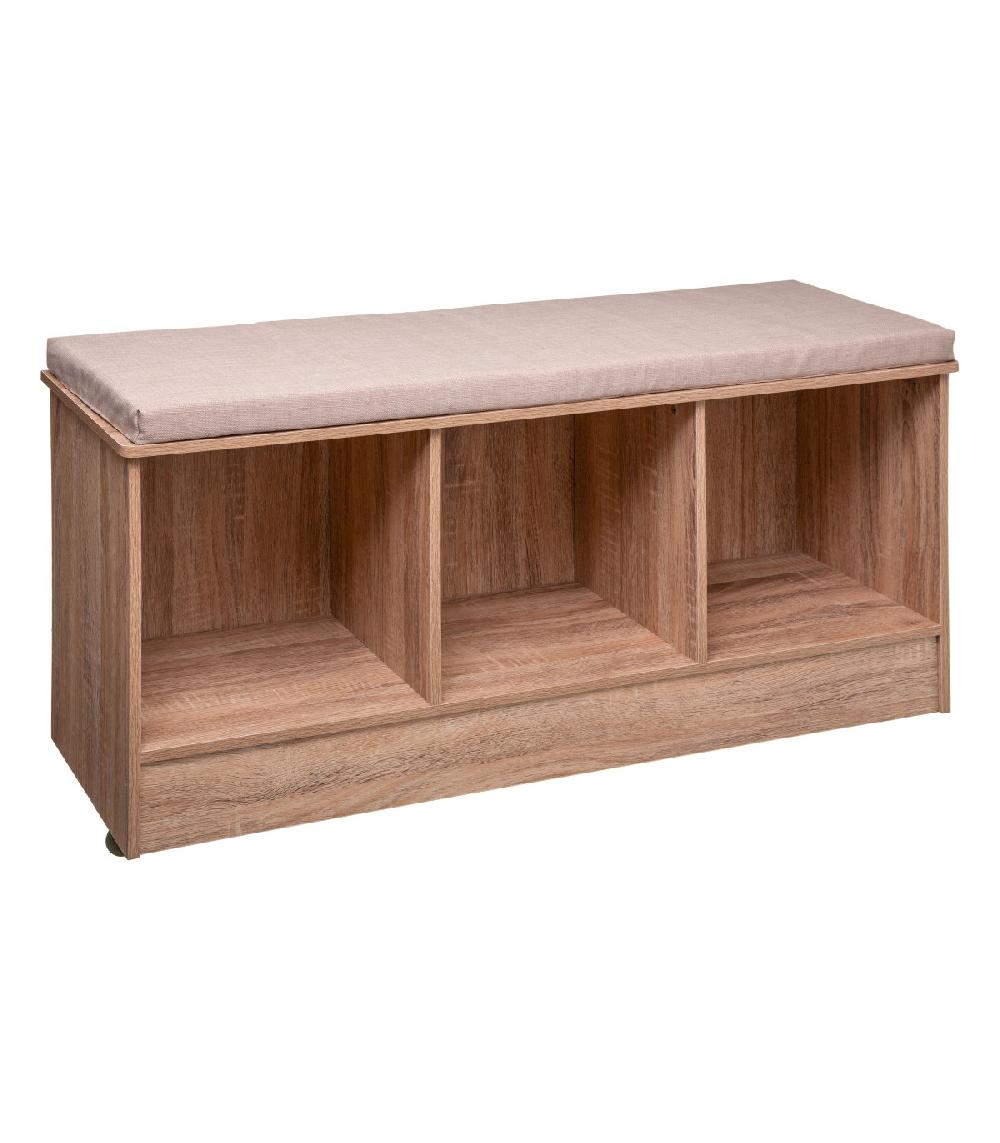 wadiga Banc en bois 3 casiers - 105x34x49.5cm