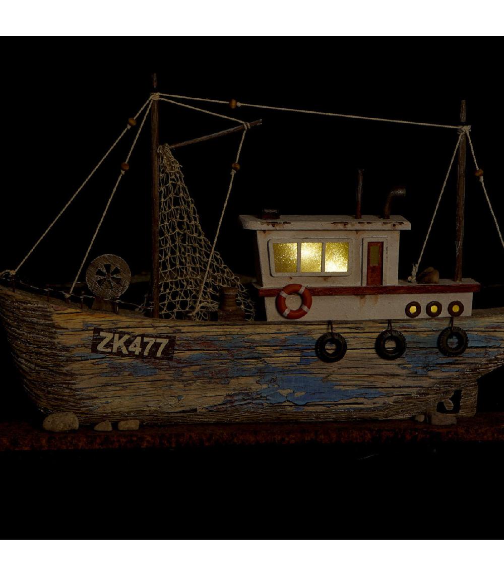 Wadiga Bateau Décoratif Bois LED 40x5x24cm