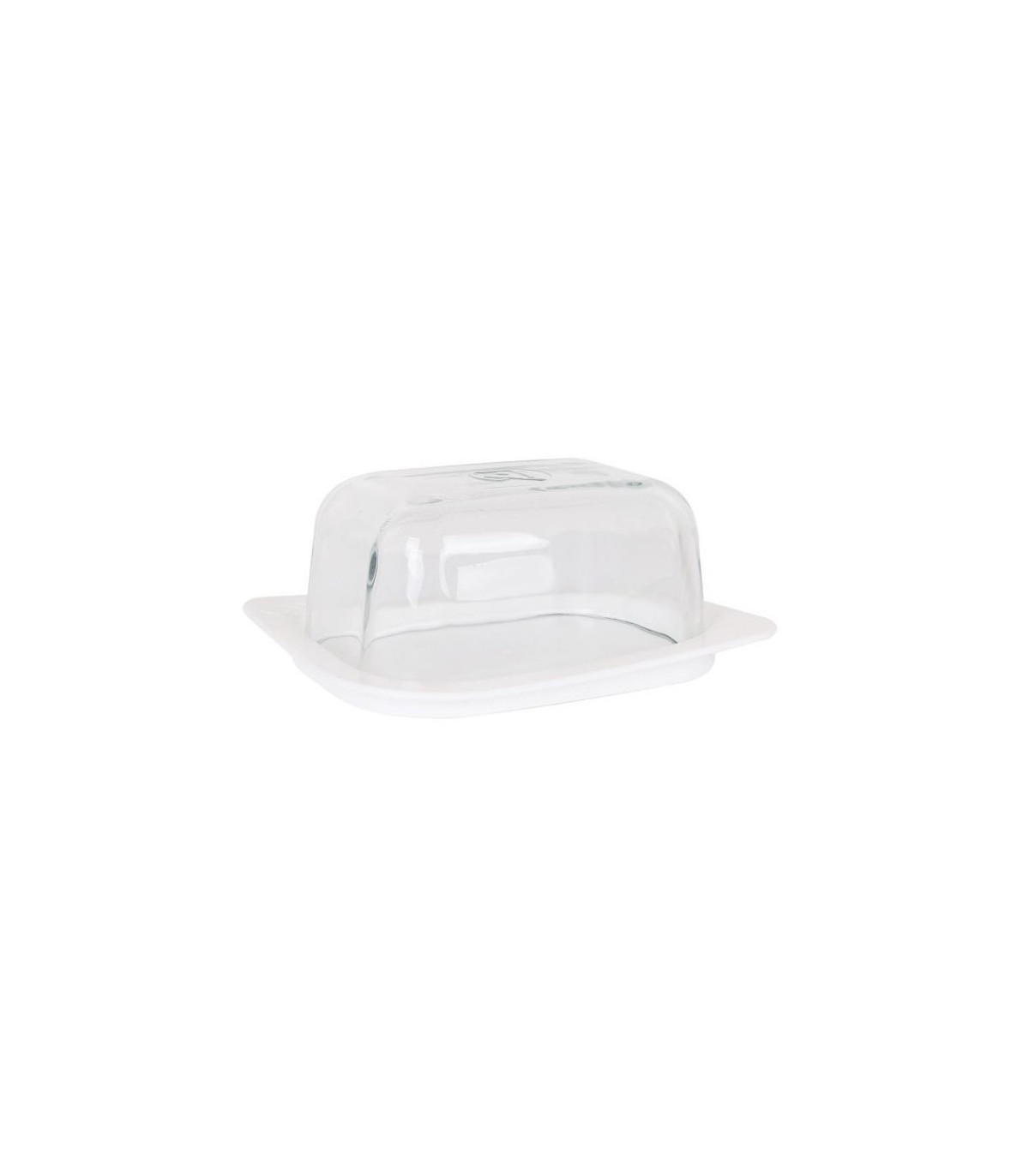 wadiga Beurrier en Verre et Base Plastique Blanche