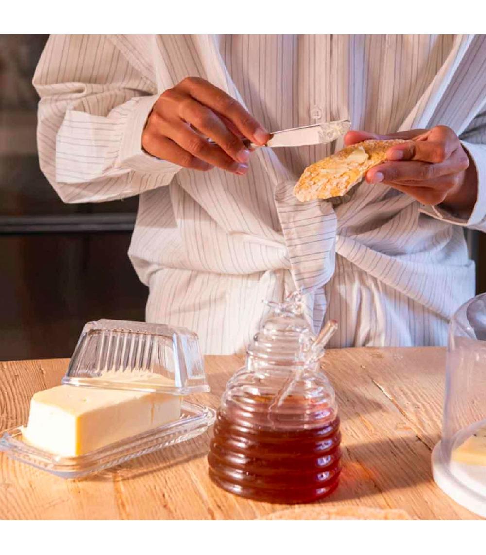 Wadiga Beurrier En Verre Strié 17x10x7cm