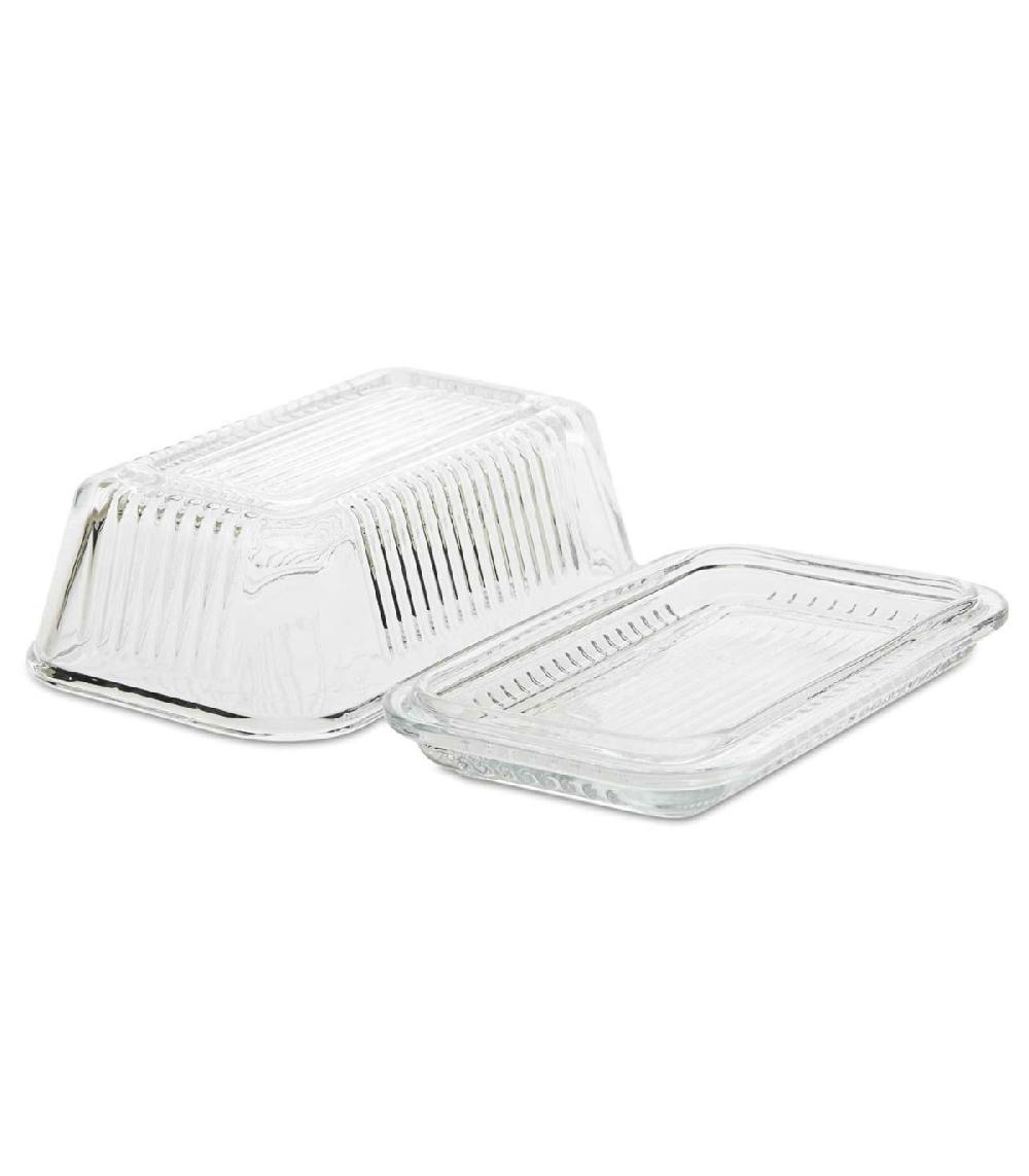 Wadiga Beurrier En Verre Strié 17x10x7cm