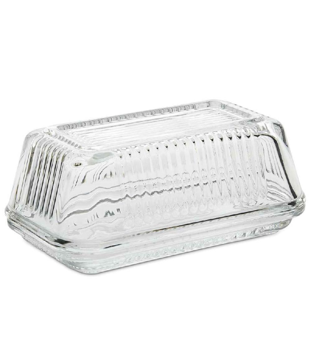 wadiga Beurrier en verre strié 17x10x7cm