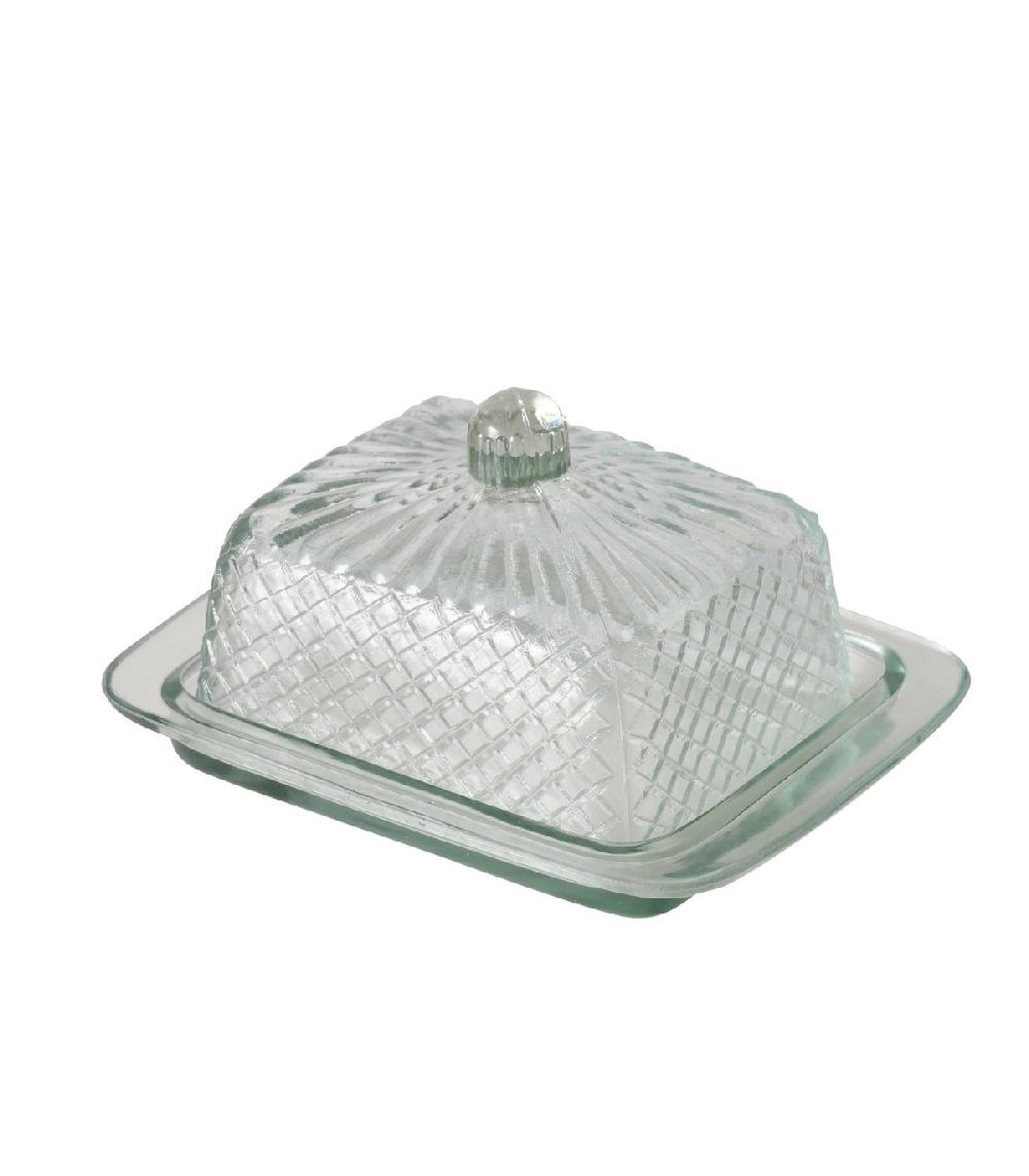 wadiga Beurrier en verre taillé 17x13x9cm