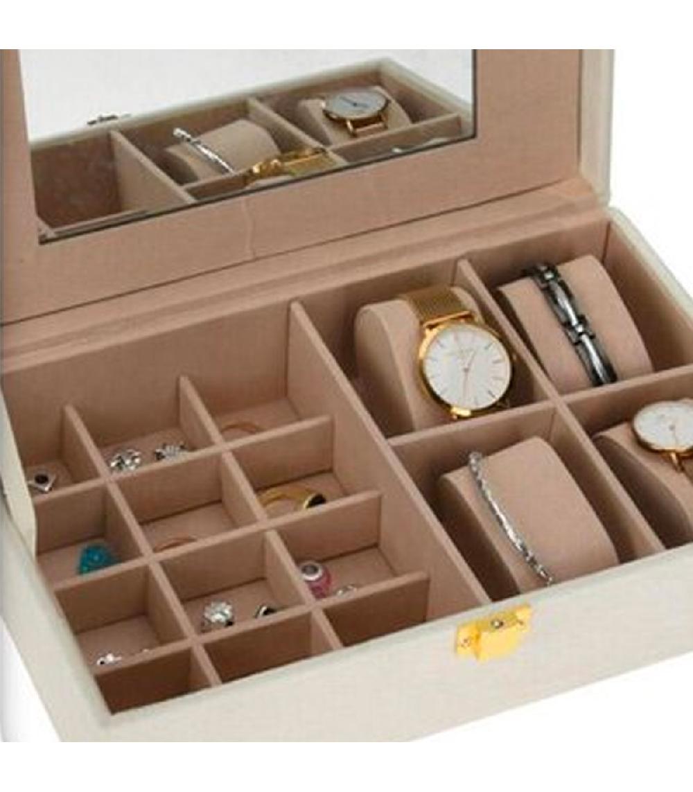 Wadiga Boîte à Bijoux En Velours Blanc 25x16x7cm