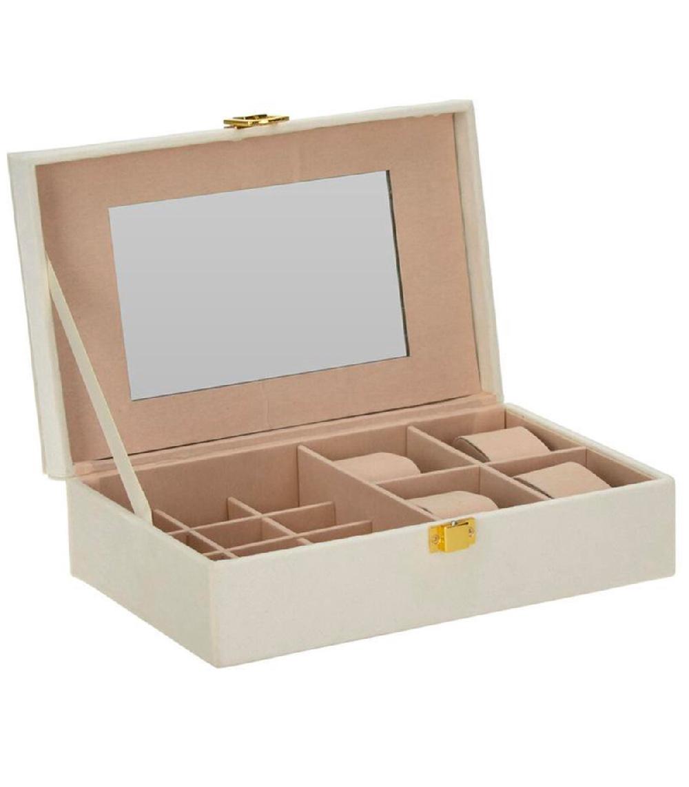 wadiga Boîte à bijoux en velours blanc 25x16x7cm