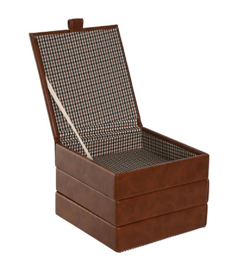 wadiga Boîte à bijoux marron 3 étages 13x13.5x11cm