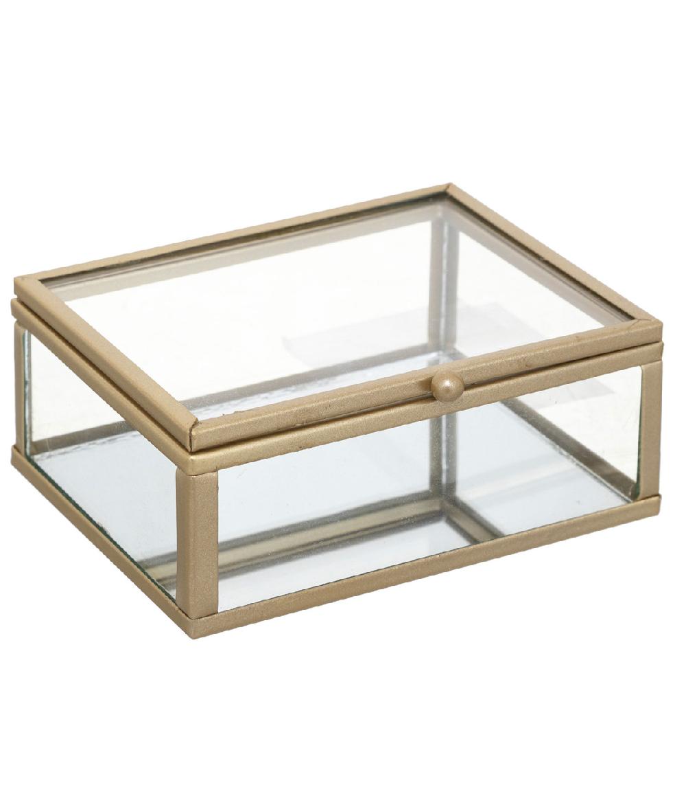 wadiga Boîte à bijoux métal doré et verre 10x9x4cm