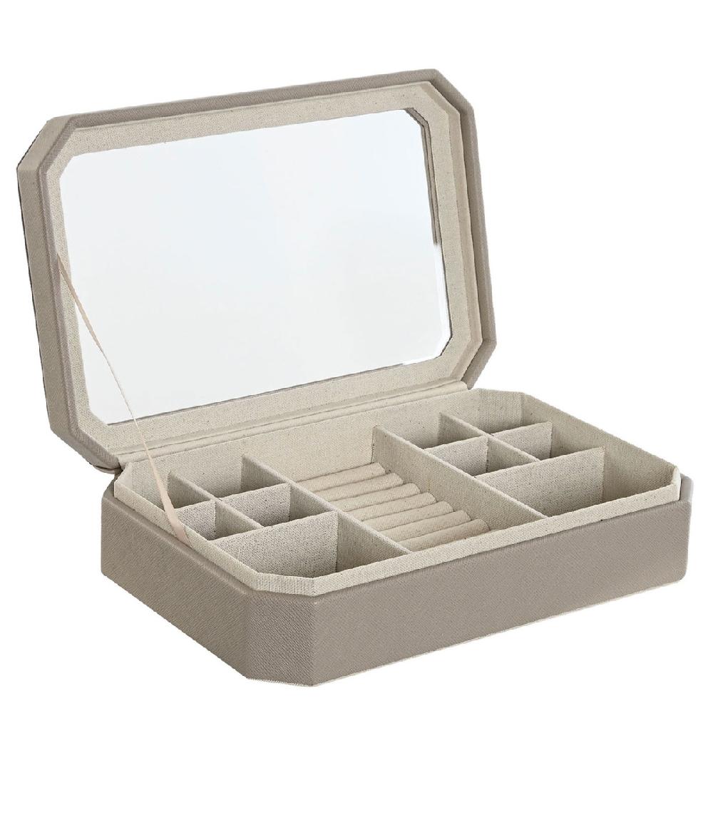 wadiga Boîte à bijoux similicuir beige 30x21x6cm