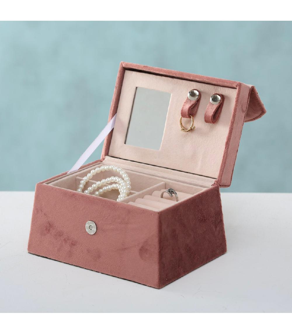 Wadiga Boîte à Bijoux Tissu Vieux Rose 17x12x18cm