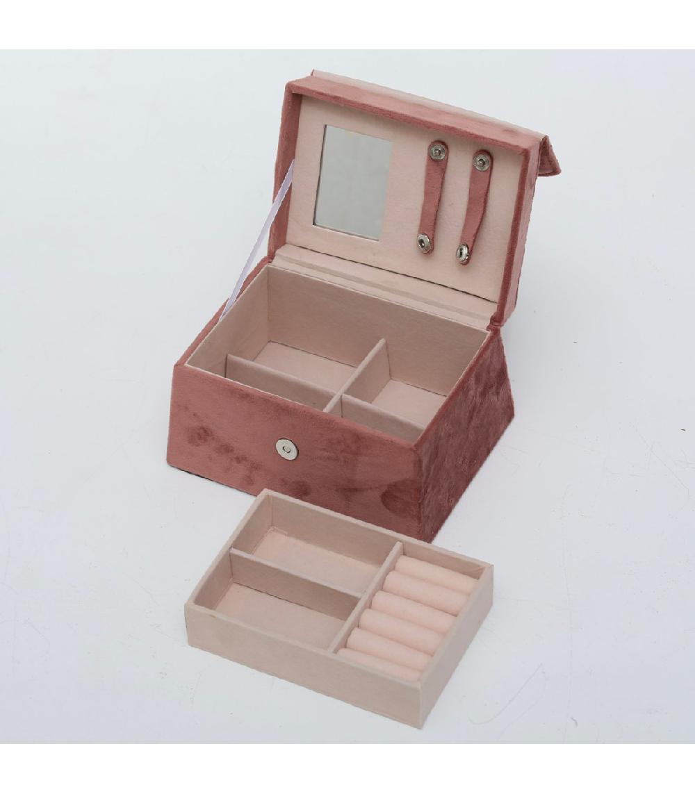 Wadiga Boîte à Bijoux Tissu Vieux Rose 17x12x18cm