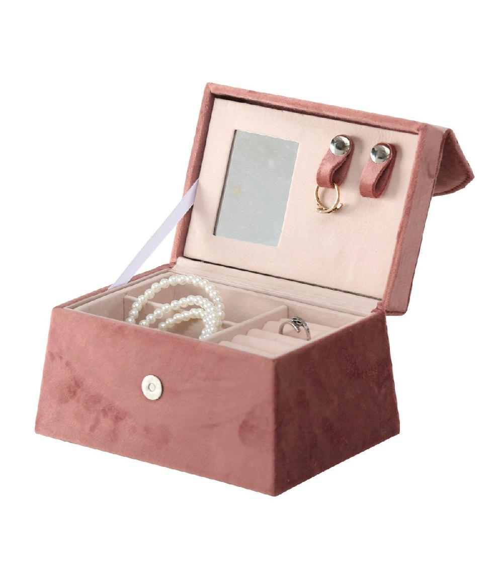 wadiga Boîte à bijoux tissu vieux rose 17x12x18cm