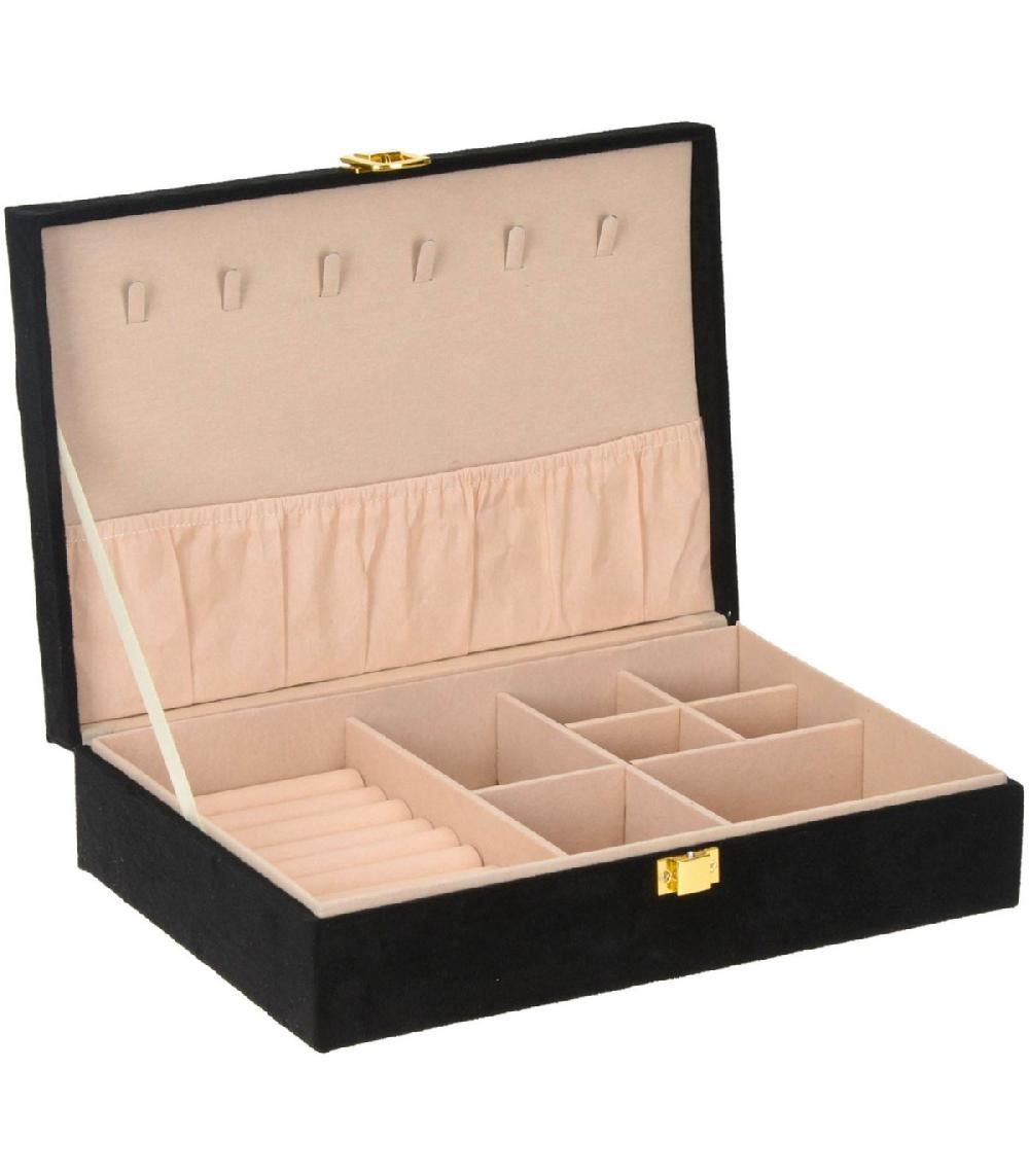 wadiga Boîte à bijoux velours noir 28x19x7cm
