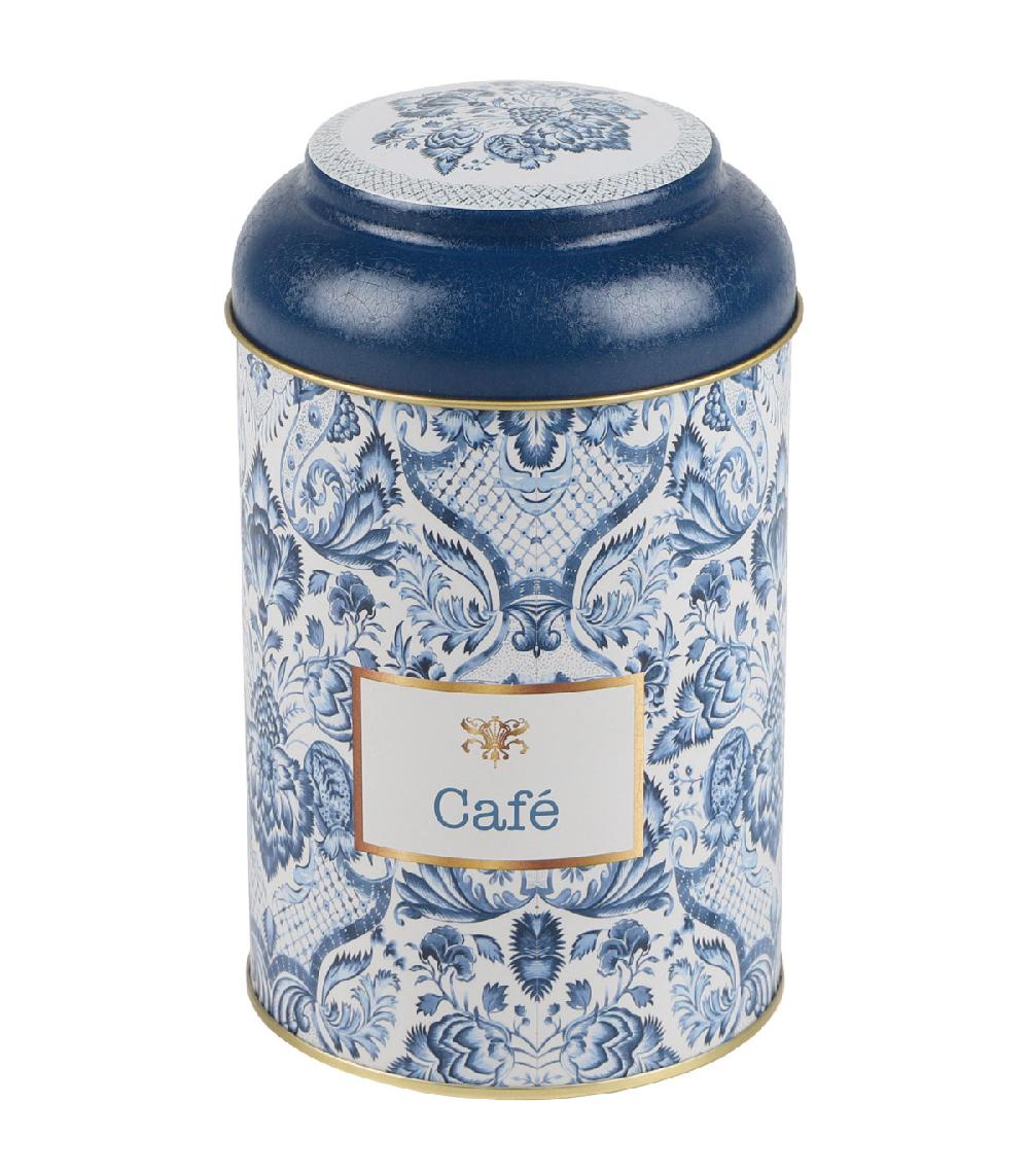 wadiga Boîte à café en métal bleu blanc et doré