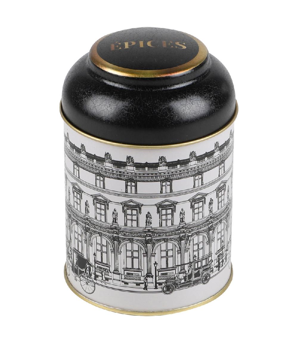 wadiga Boîte à épices en métal noir blanc et doré