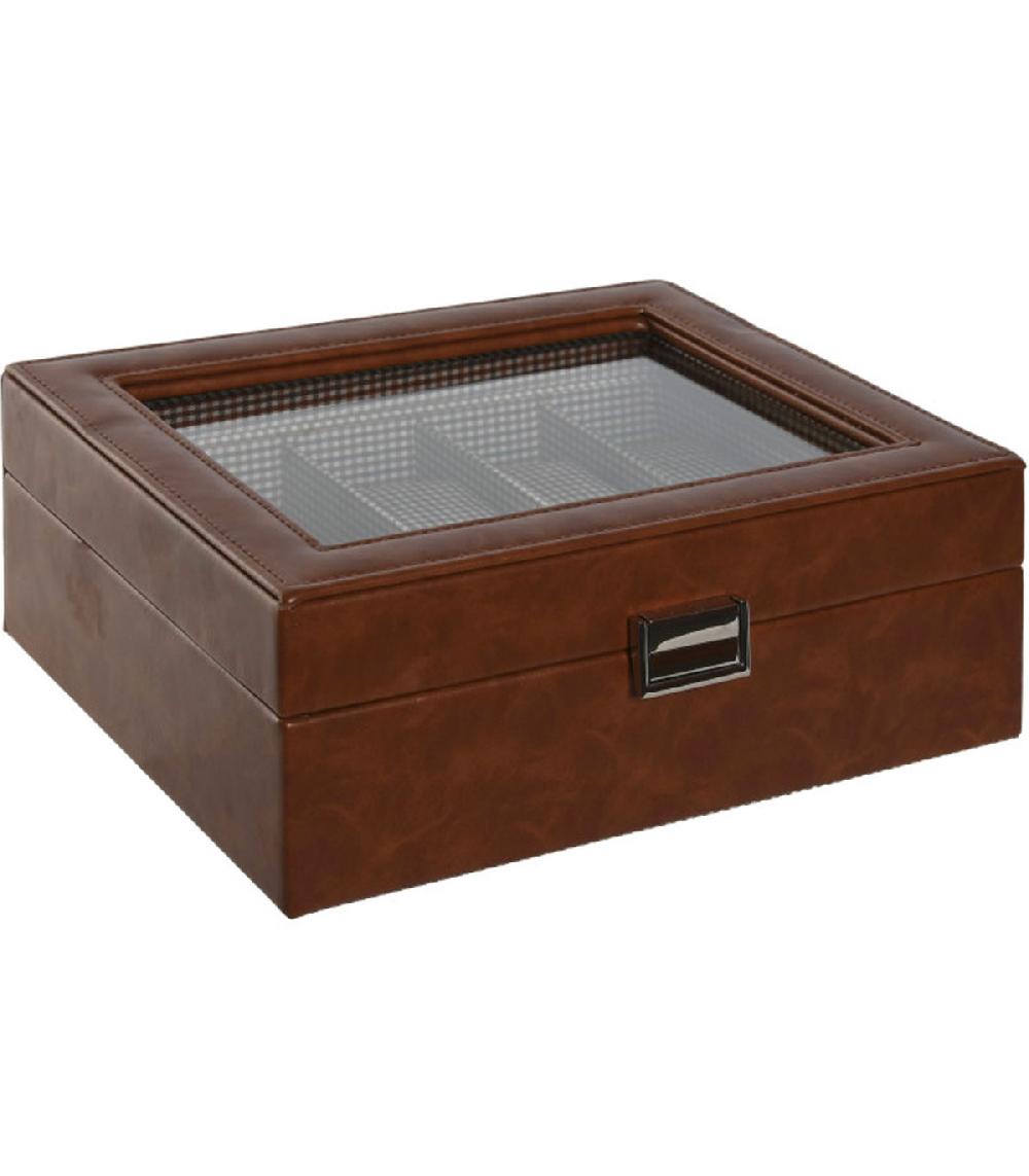 Wadiga Boîte à Montres Marron 6 Montres 26x20x9cm