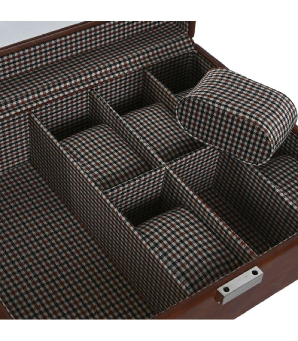 Wadiga Boîte à Montres Marron 6 Montres 26x20x9cm