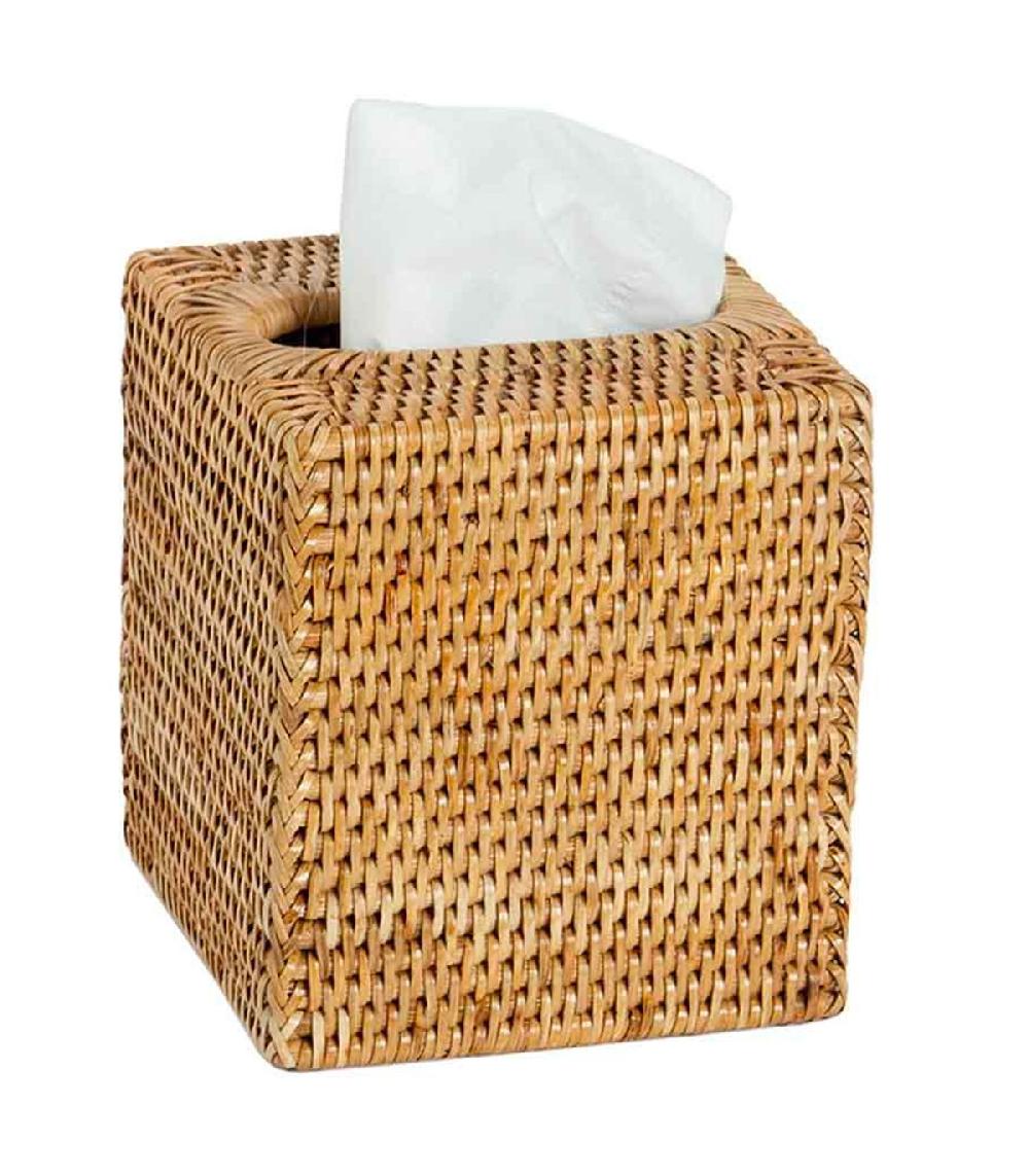 Wadiga Boîte à Mouchoirs Carrée En Rotin Tressé