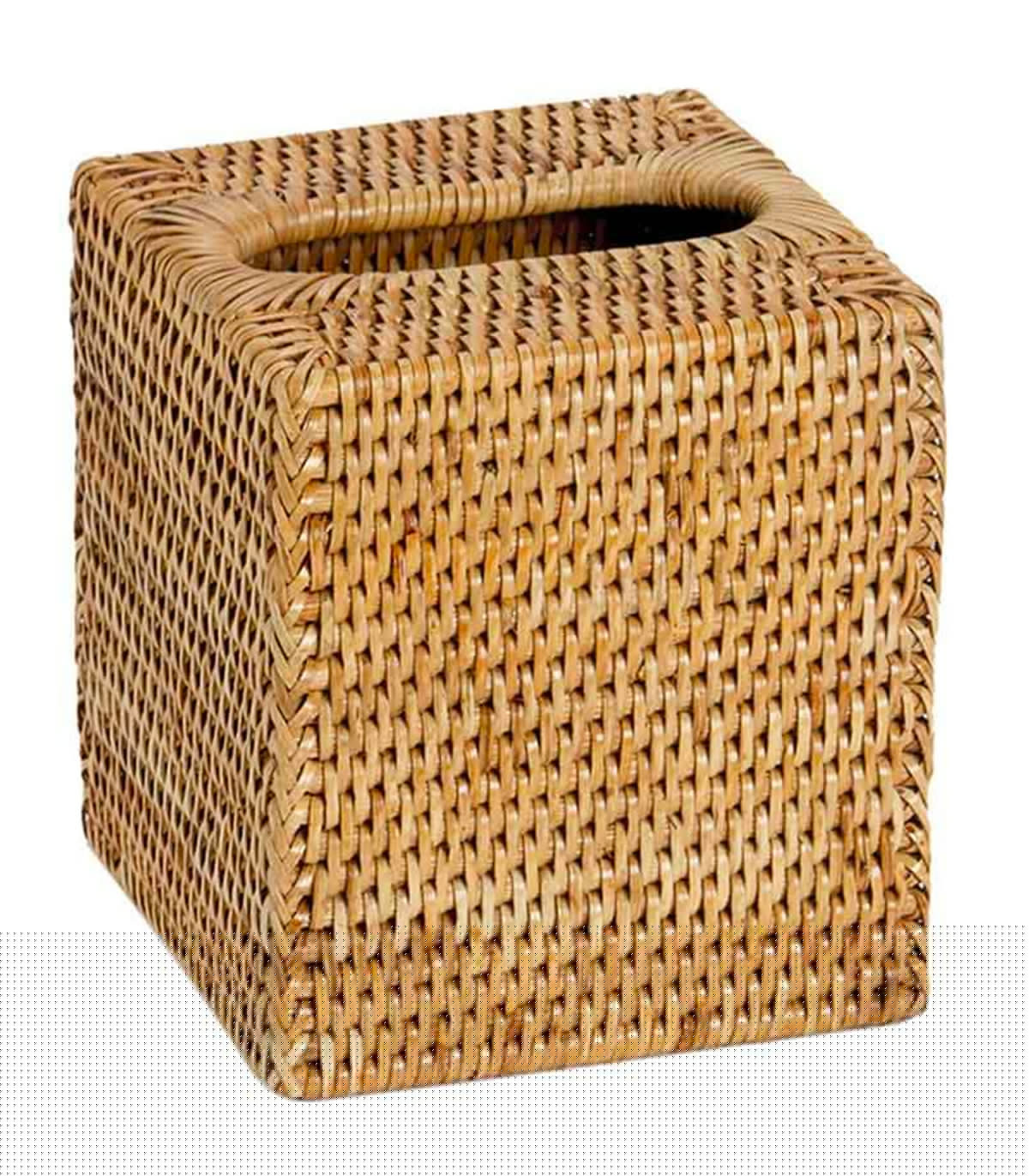 wadiga Boîte à mouchoirs carrée en rotin tressé
