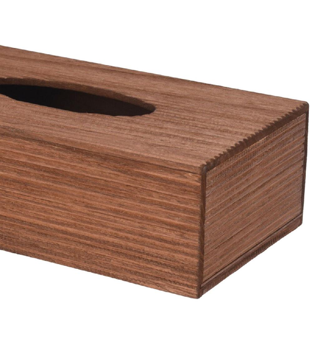 Wadiga Boîte à Mouchoirs En Bois Rainuré 25x14x8cm