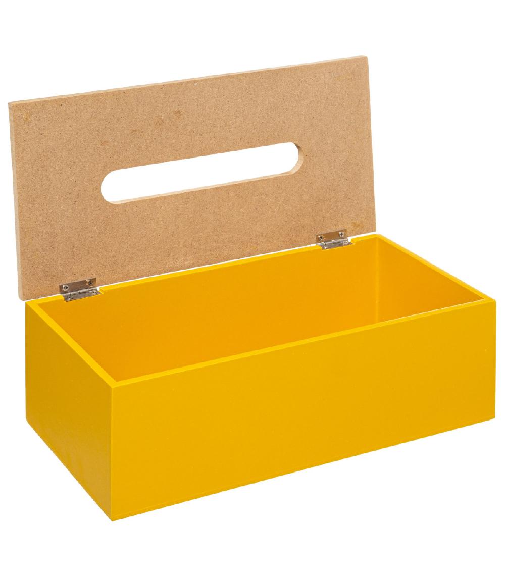 Wadiga Boîte à Mouchoirs Rectangulaire Bois Jaune