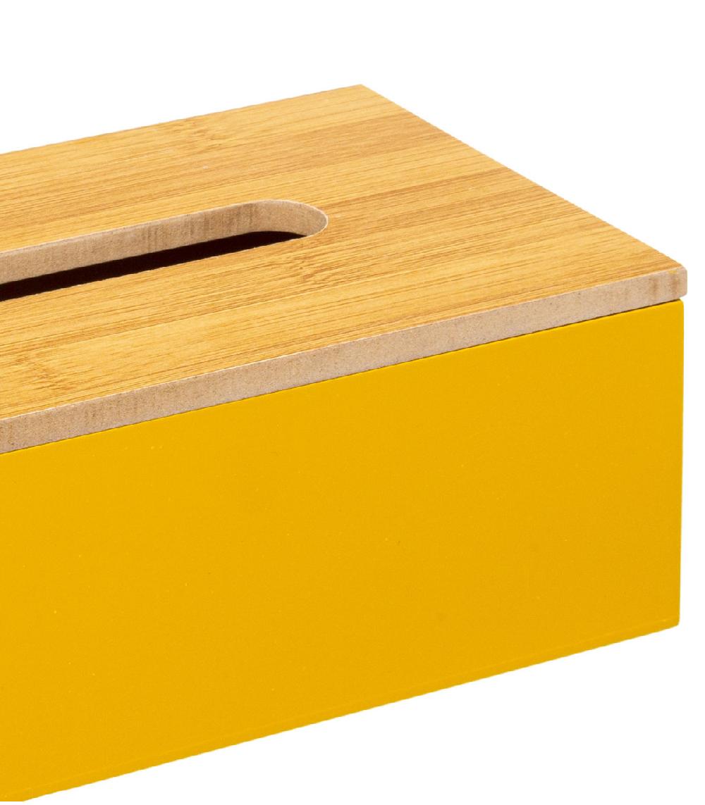 Wadiga Boîte à Mouchoirs Rectangulaire Bois Jaune