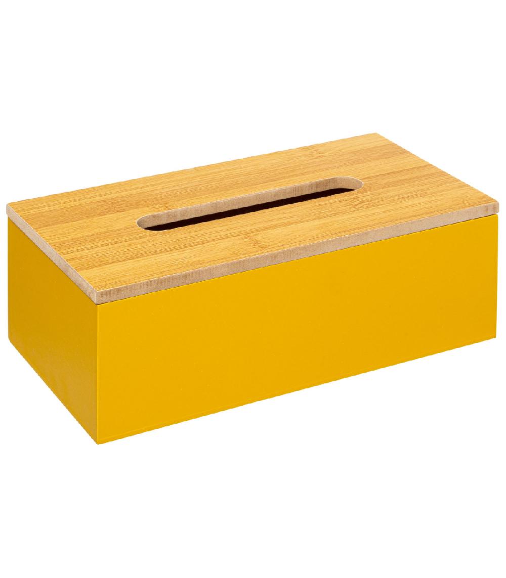 wadiga Boîte à mouchoirs rectangulaire bois jaune