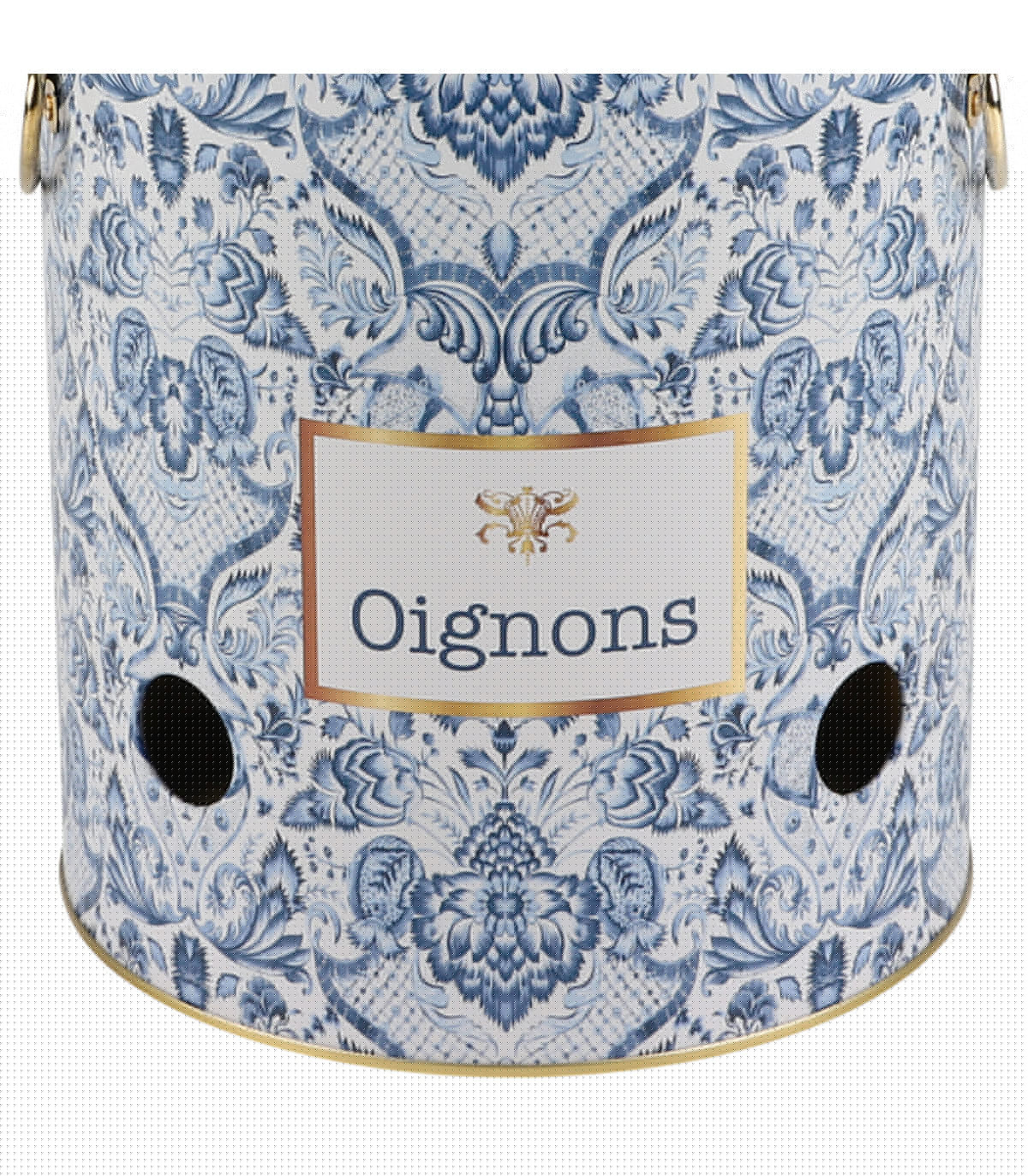 Wadiga Boîte à Oignons En Métal Bleu Blanc Et Doré