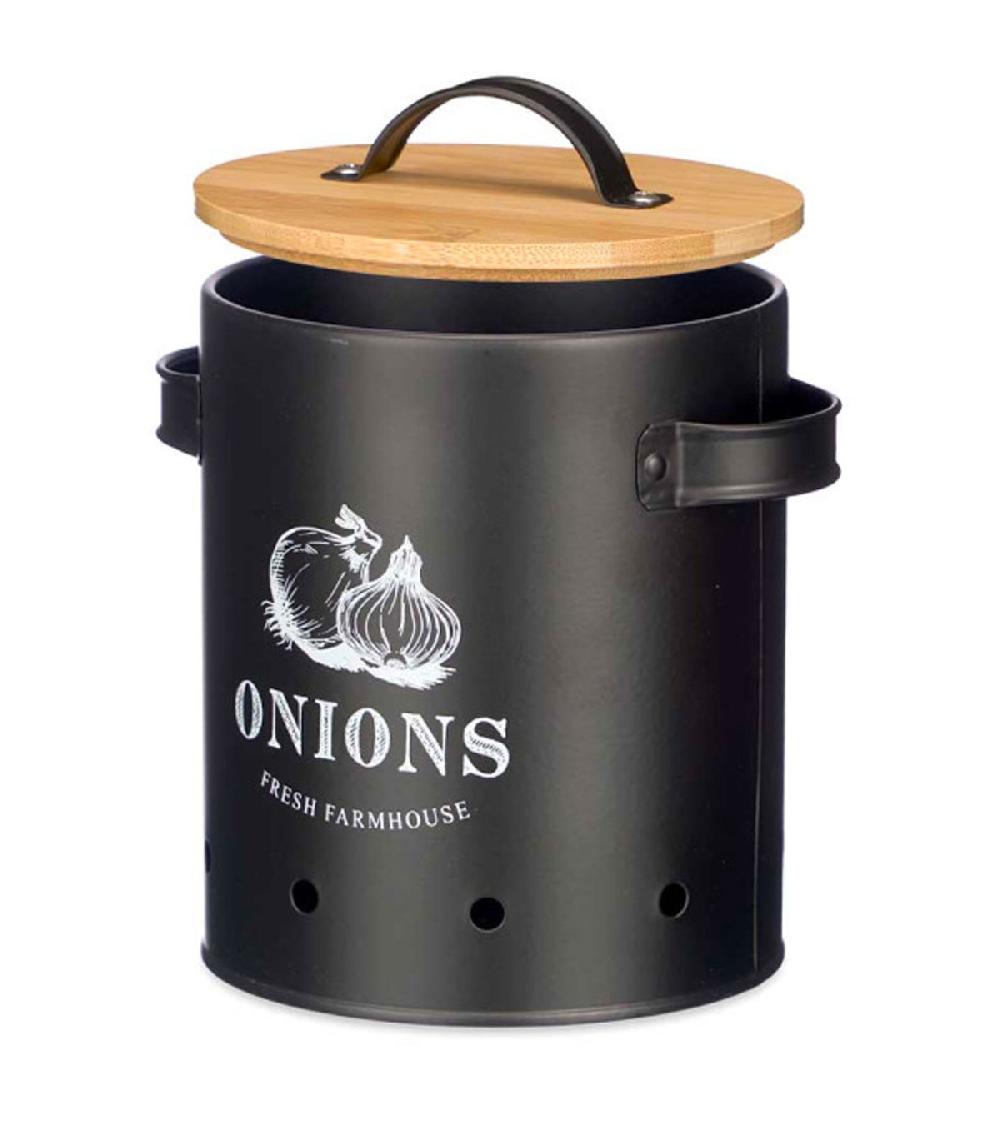 wadiga Boîte à oignons en métal noir 14x17.5x20cm