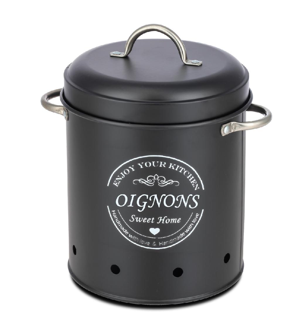 wadiga Boîte à oignons en métal noir