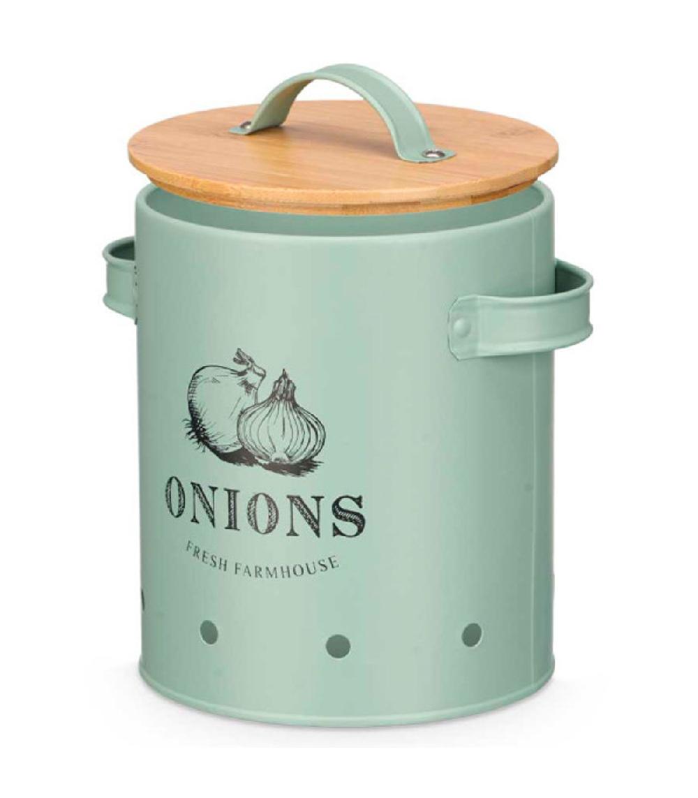 wadiga Boîte à oignons en métal vert 14x17.5x20cm