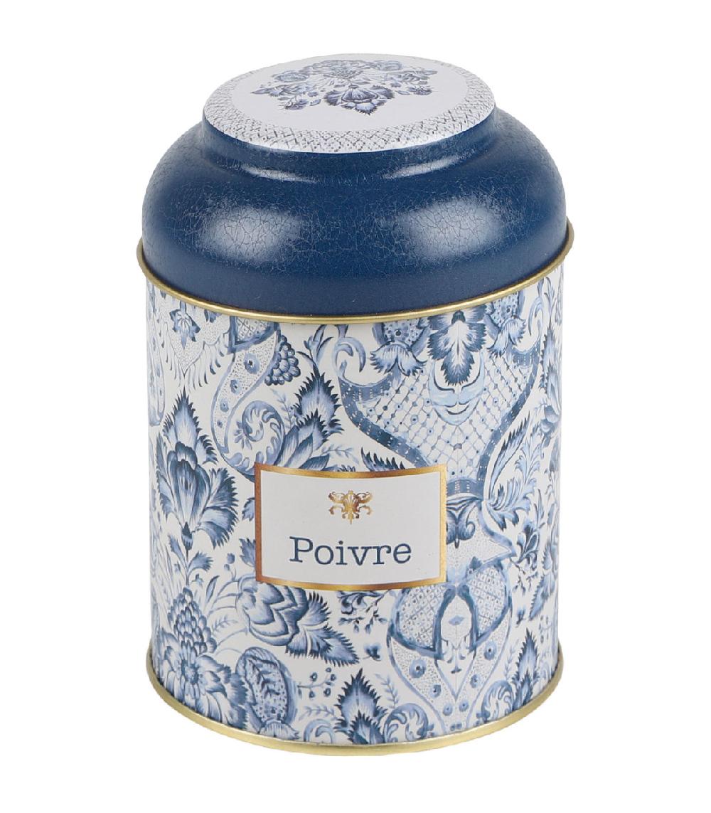 wadiga Boîte à poivre en métal bleu blanc et doré