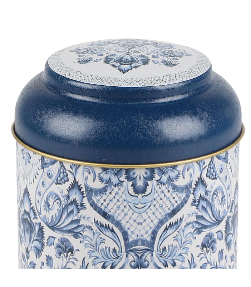 Wadiga Boîte à Sucre En Métal Bleu Blanc Et Doré
