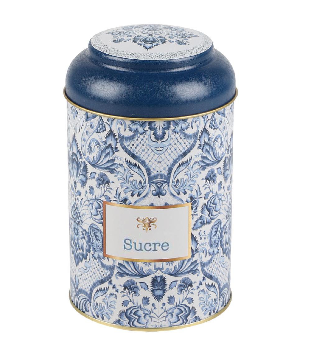 wadiga Boîte à sucre en métal bleu blanc et doré
