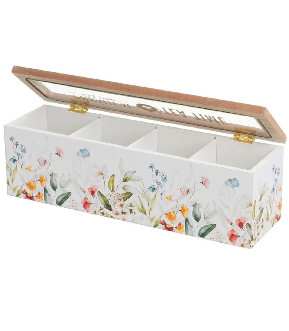 Wadiga Boîte à Thé 4 Compartiments 29x8x9cm