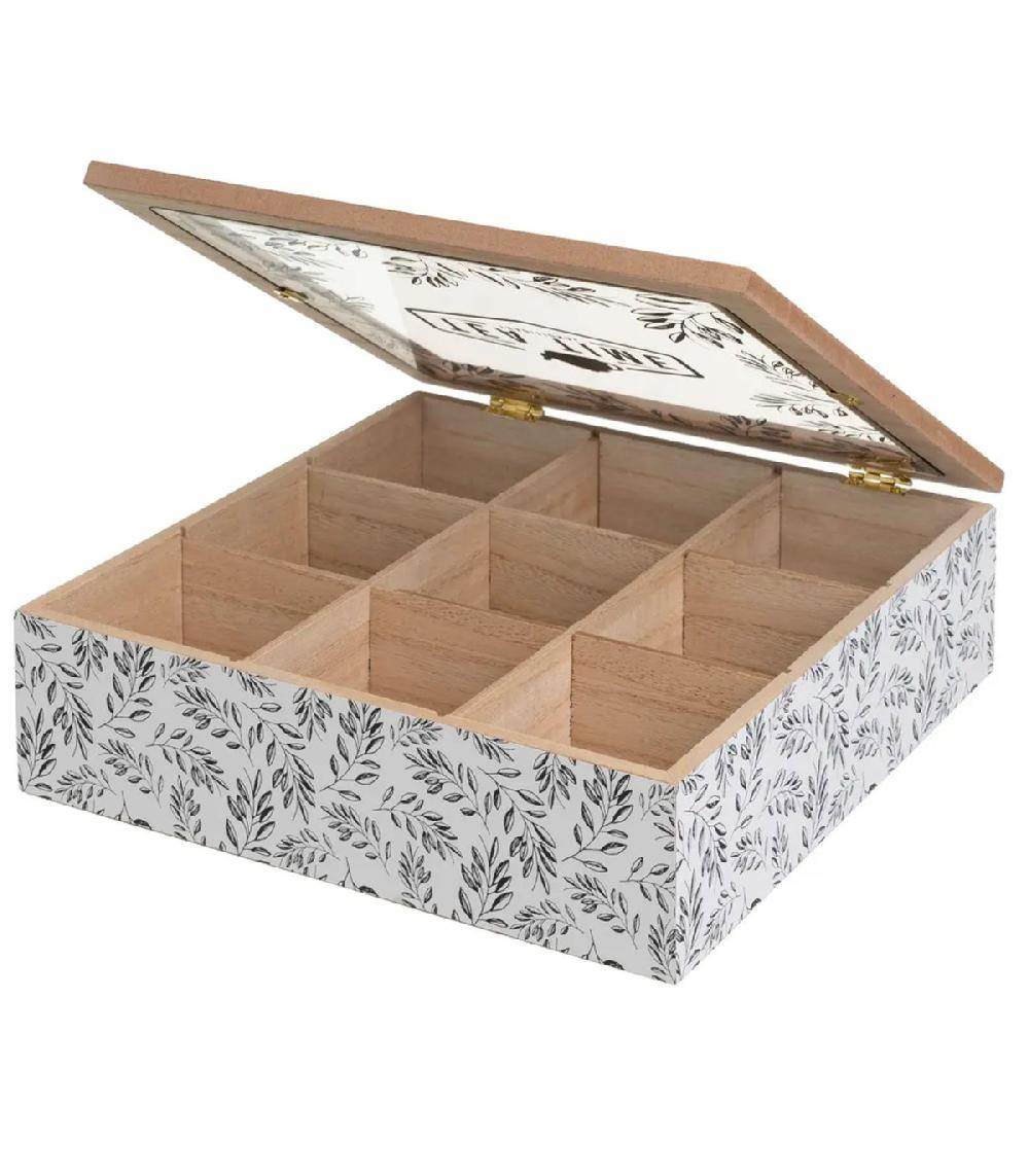 Wadiga Boîte à Thé 9 Compartiments 24x24x7cm