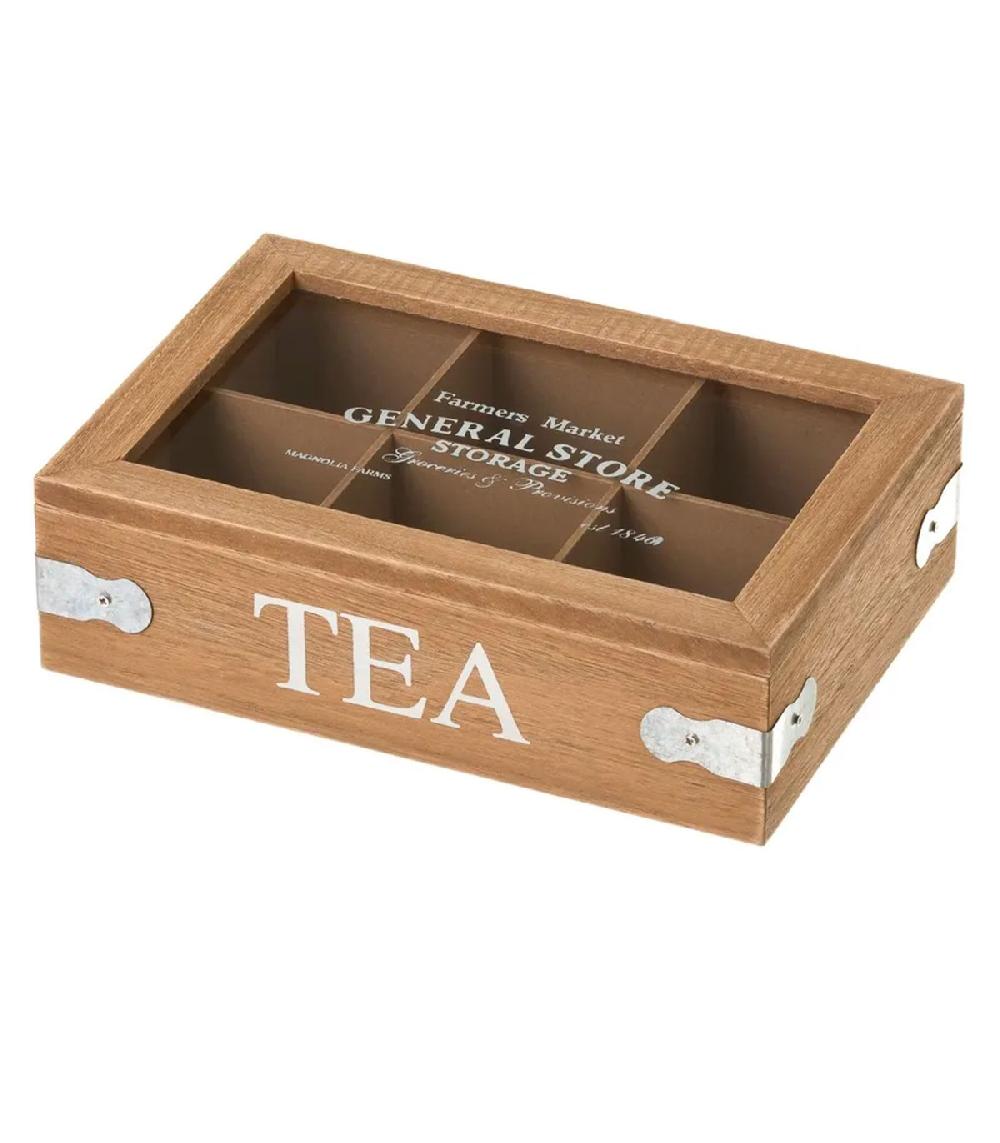 wadiga Boîte à thé bois 6 compartiments